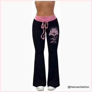 Low Rise Flare Leggings, Stretchy Polyester Blend, Yoga & Casual Wear